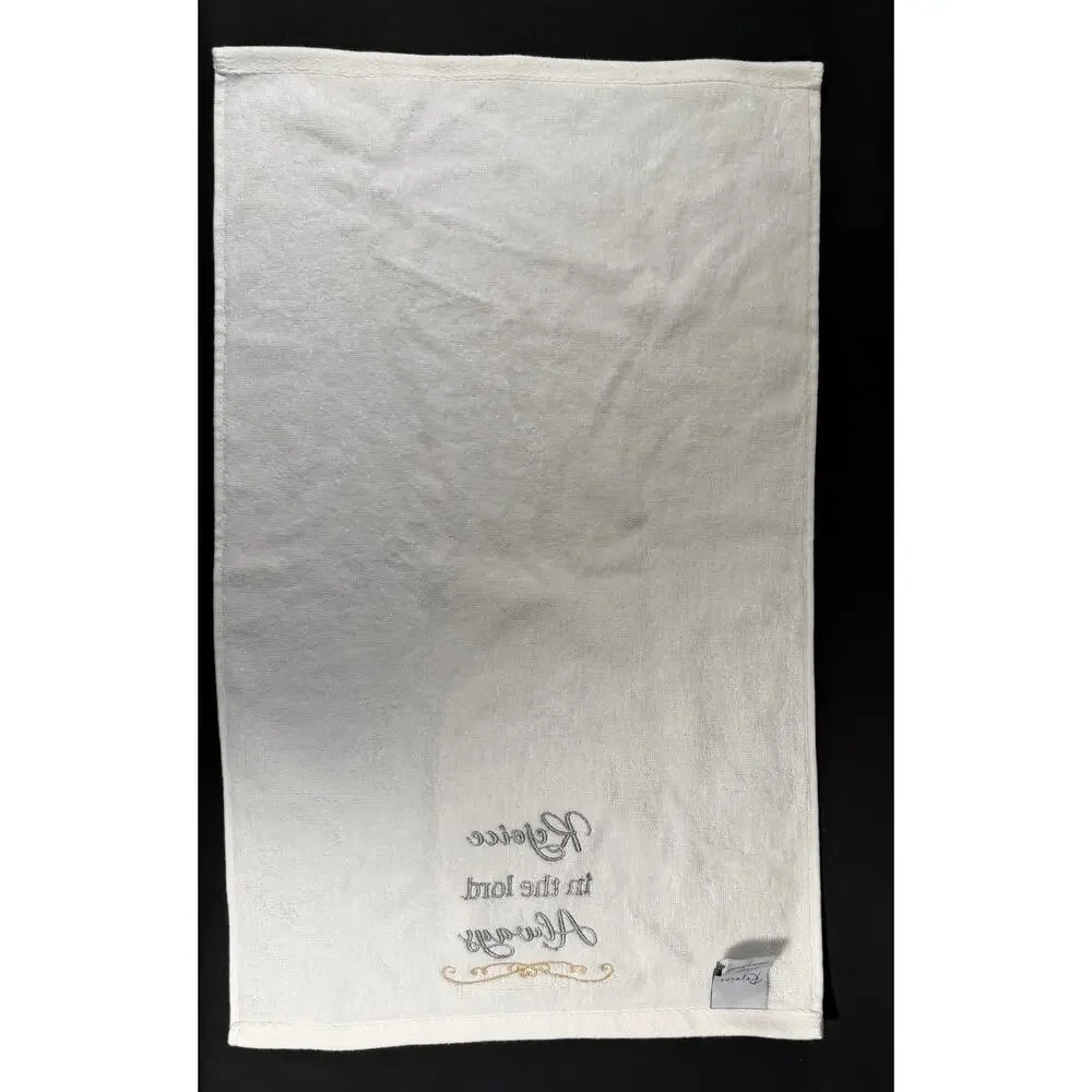 Rejoice in the Lord Always Embroidered Hand Towel 100% Cotton